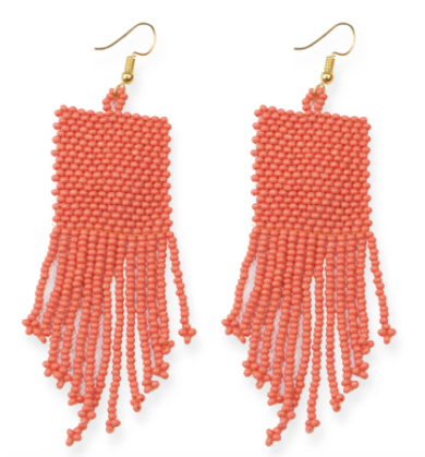 Coral Lapis Seed Bead Earring