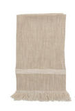 Woven Cotton Striped Tea Towel with Fringe