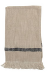 Woven Cotton Striped Tea Towel with Fringe