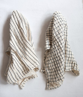 Cotton Tea Towel - Grid or Stripe