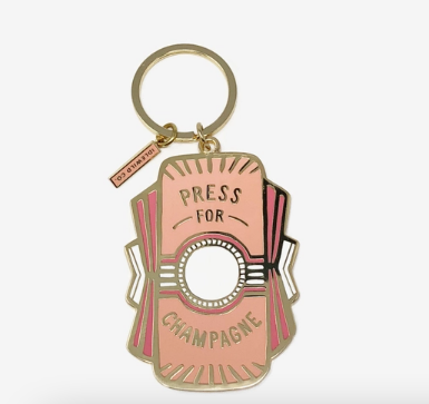 Press for Champagne Enamel Keychain