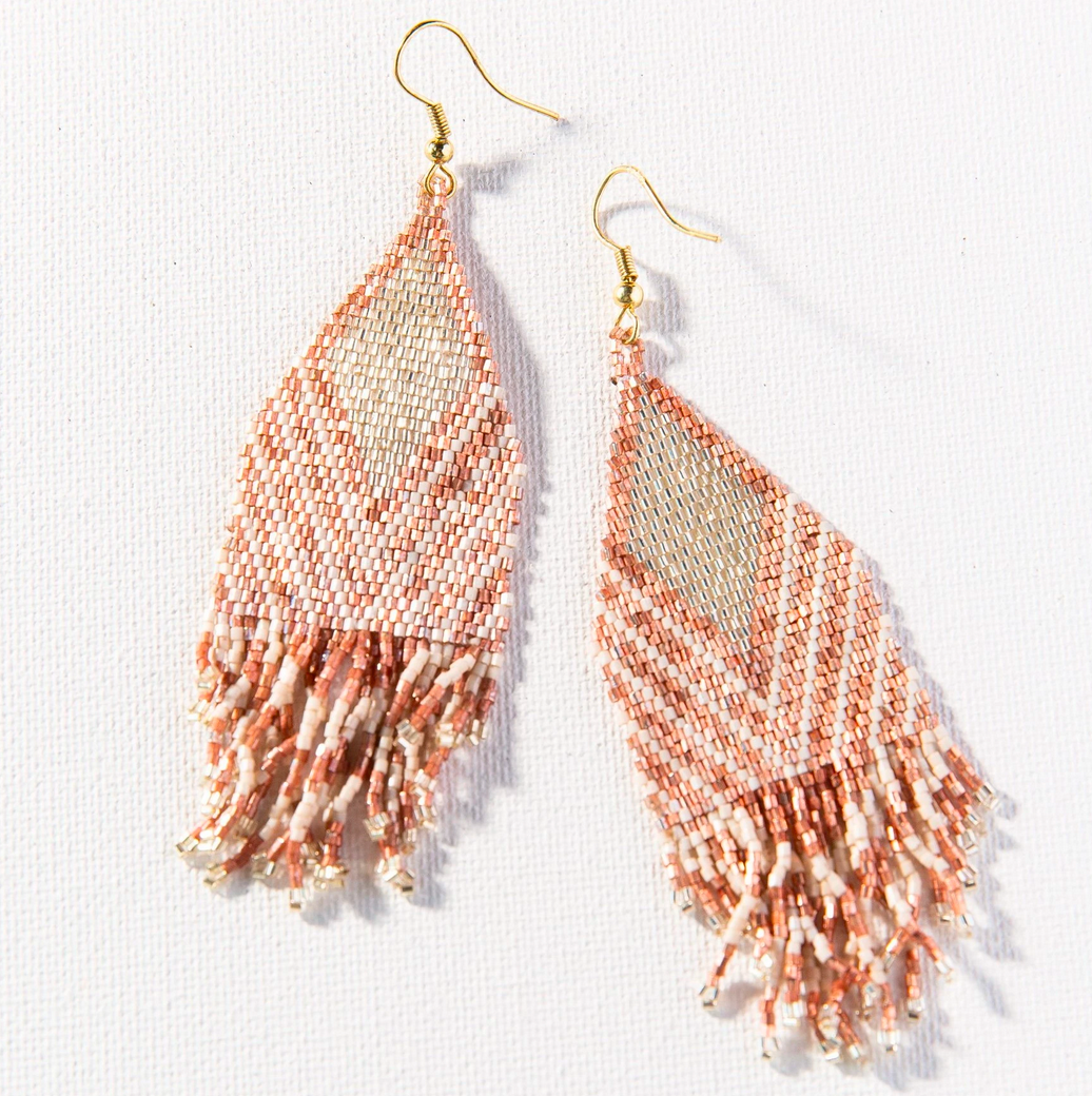 Stripe Earring - Rose Gold & Ivory